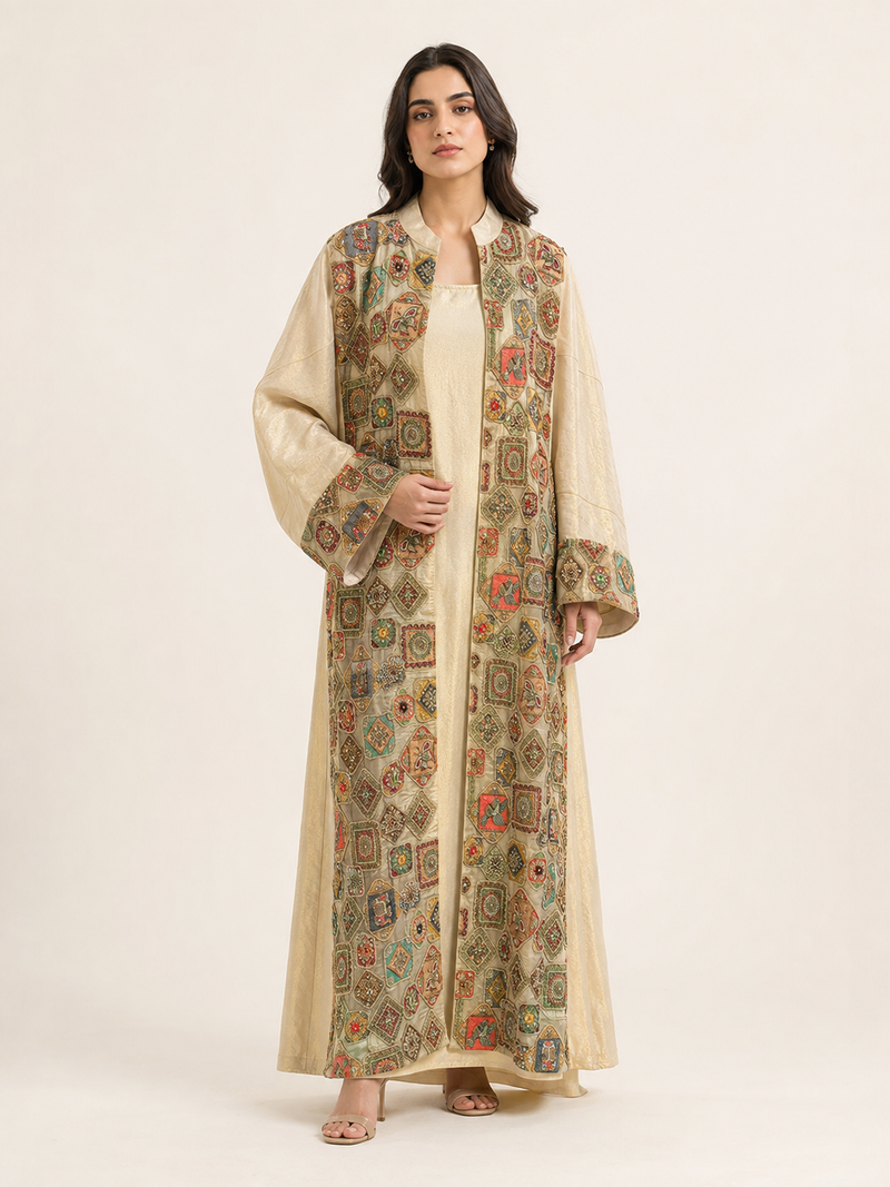 Hand-Embroidered Bisht - Patchwork