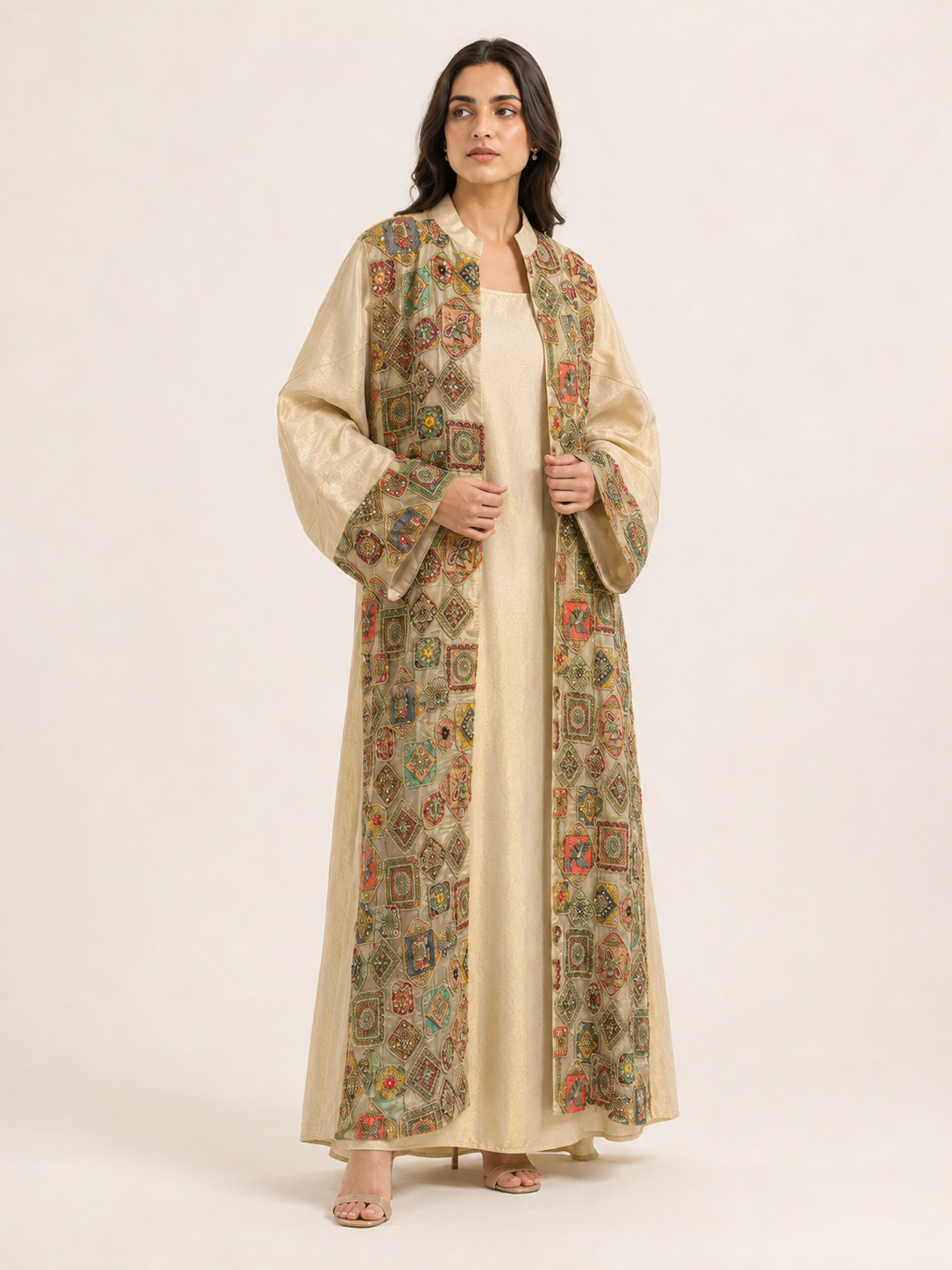 Hand-Embroidered Bisht - Patchwork