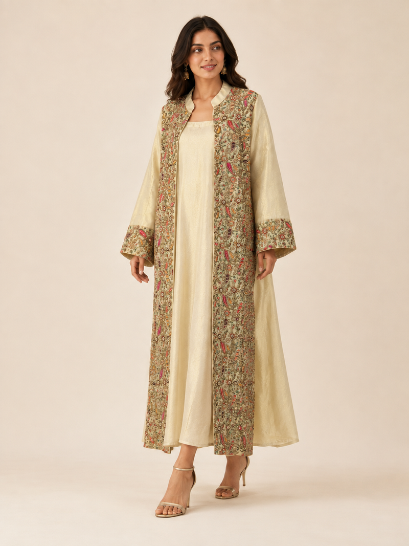 Hand-Embroidered Bisht - Vine