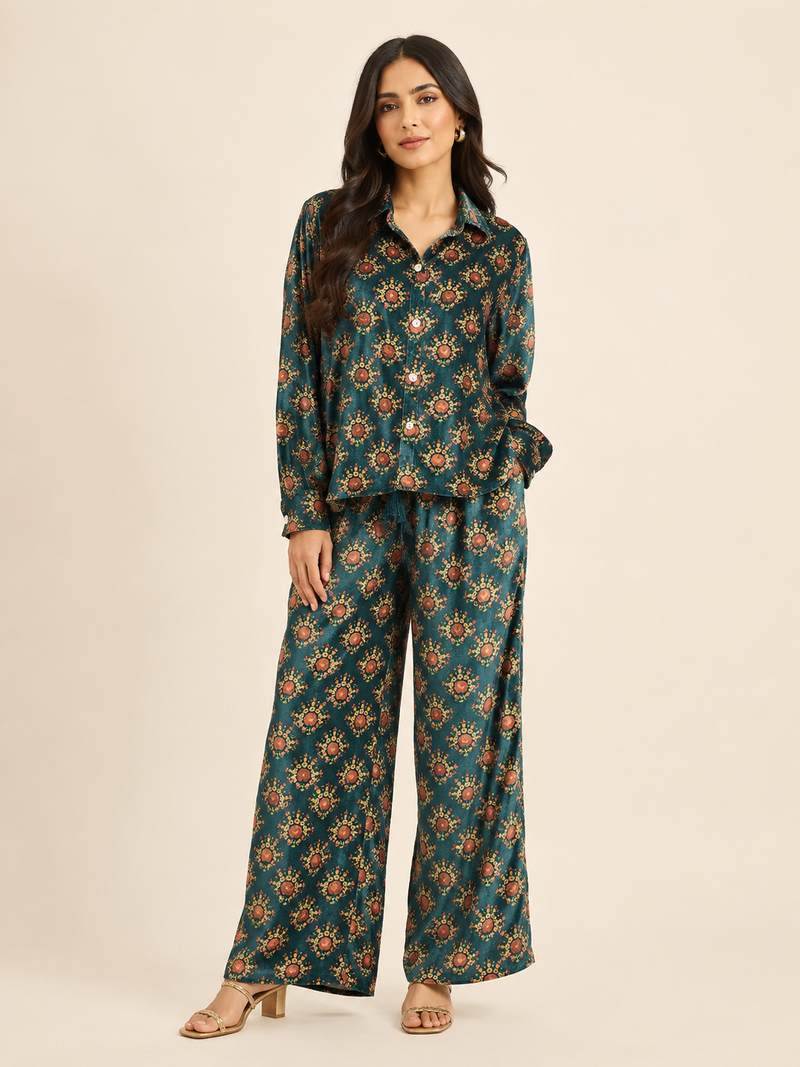 Velvet Co-ord Set - Teal