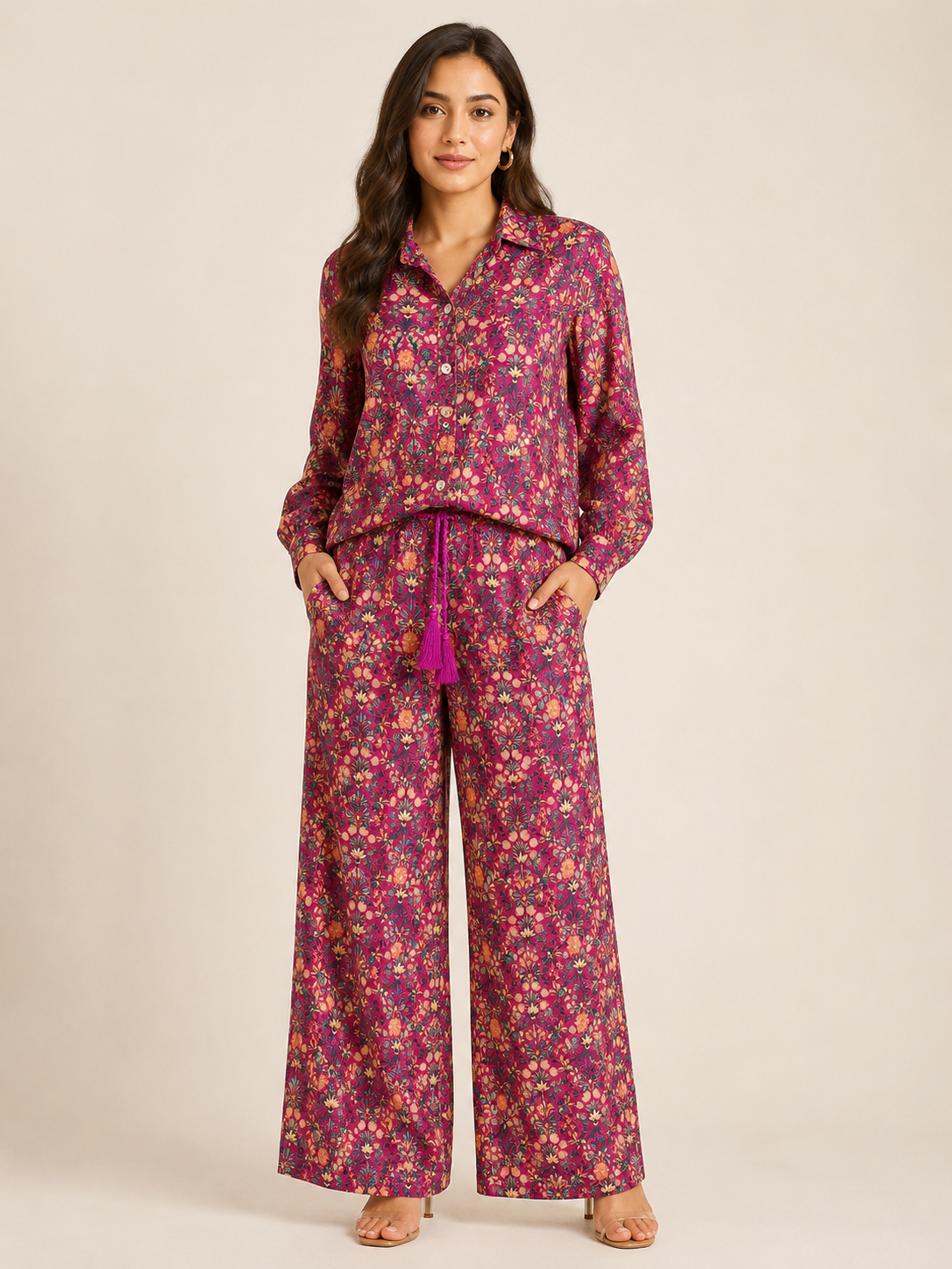 Velvet Co-ord Set - Fuchsia