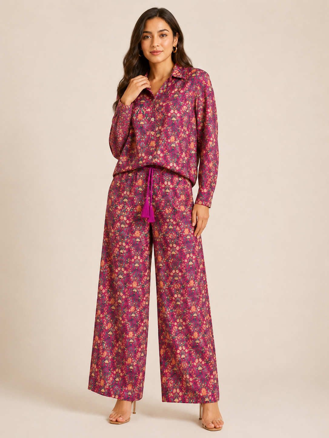 Velvet Co-ord Set - Fuchsia
