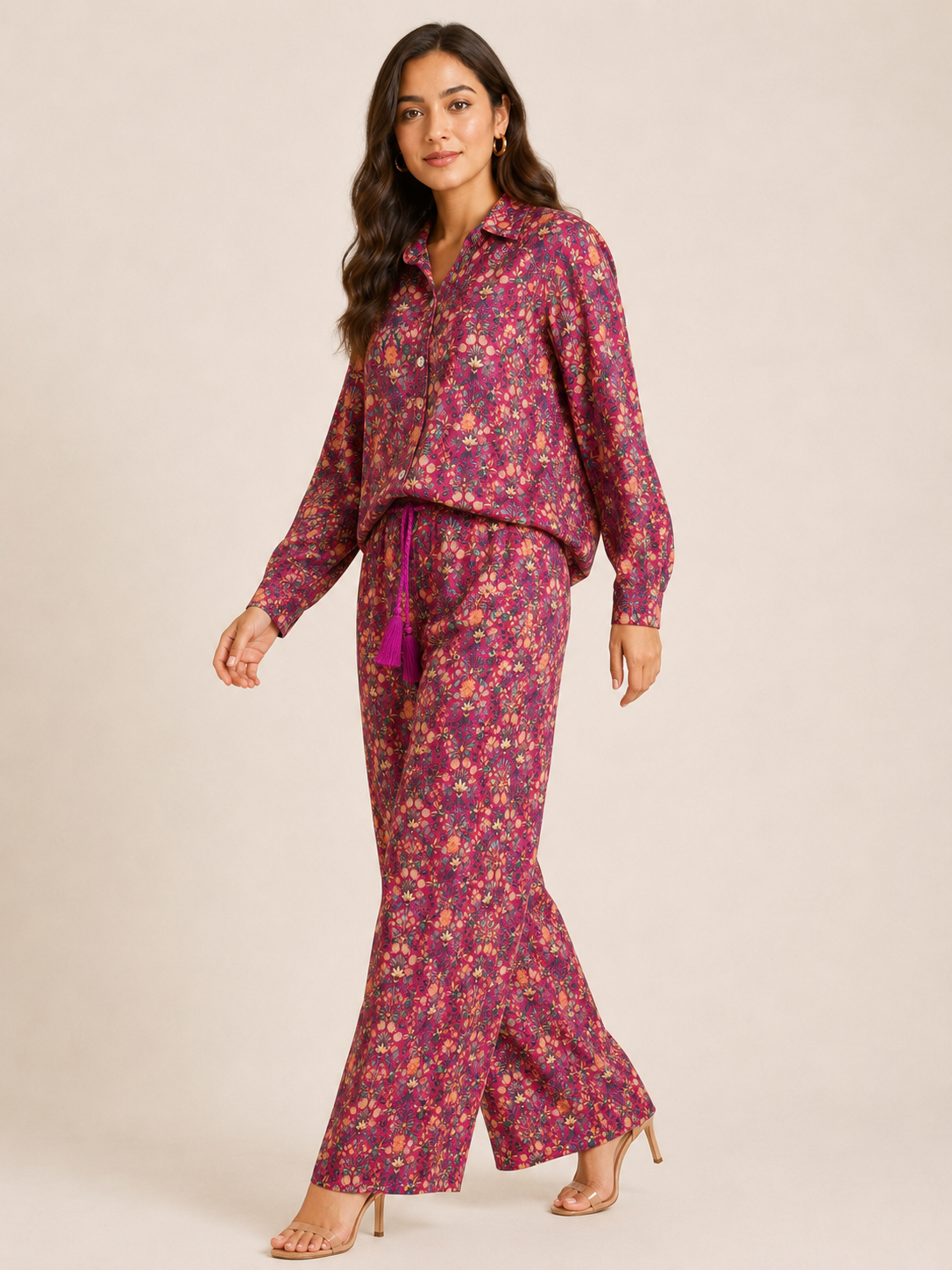 Velvet Co-ord Set - Fuchsia