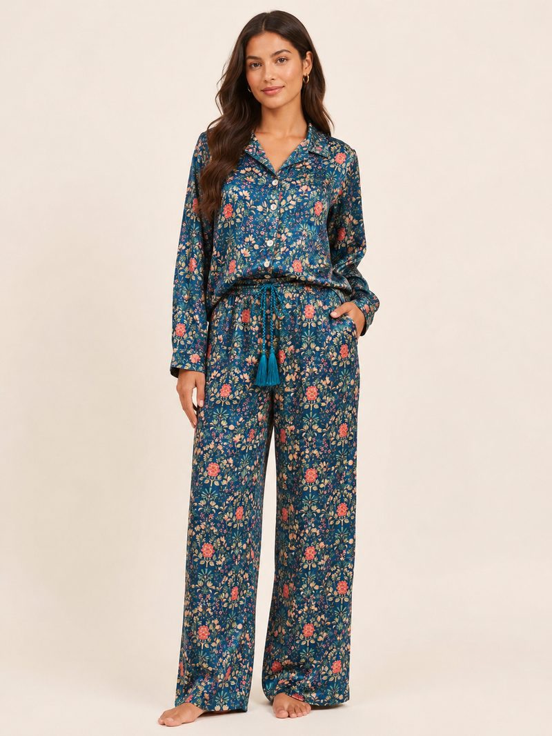 Velvet Co-ord Set - Peacock