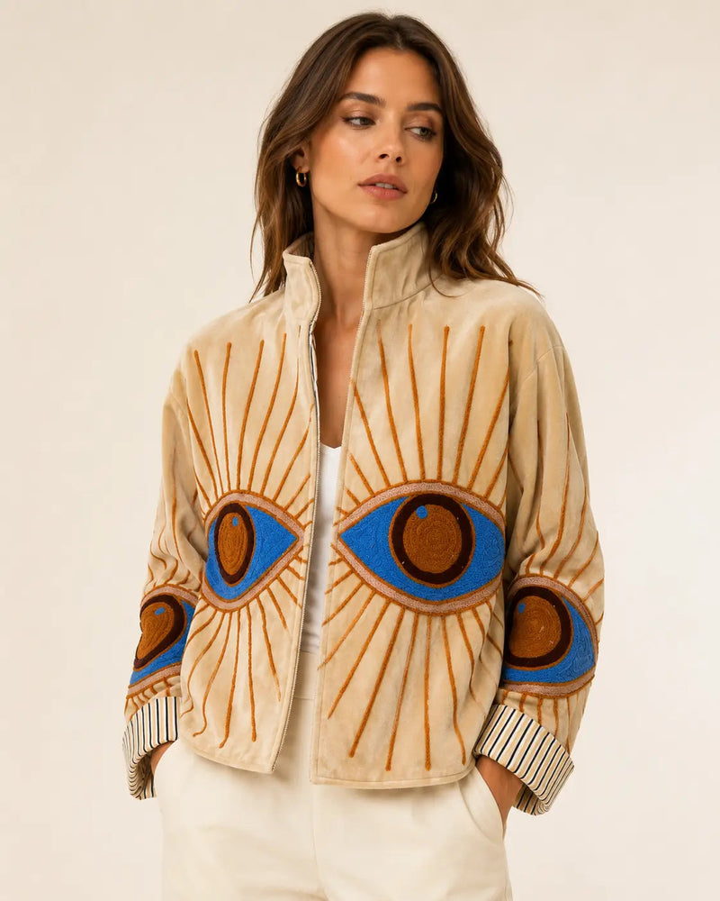 Vintage Velvet Jacket - Sand