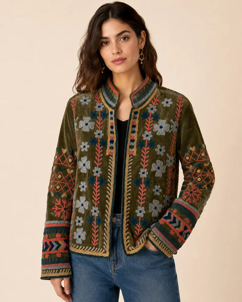 Vintage Velvet Jacket - Olive