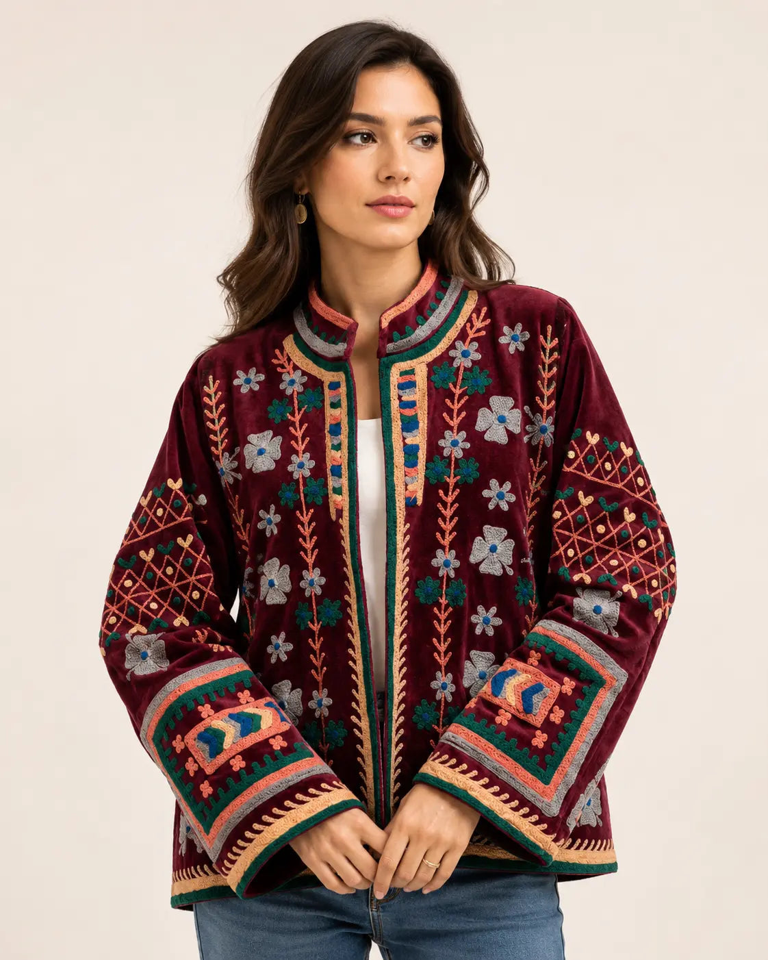 Vintage Velvet Jacket - Burgundy