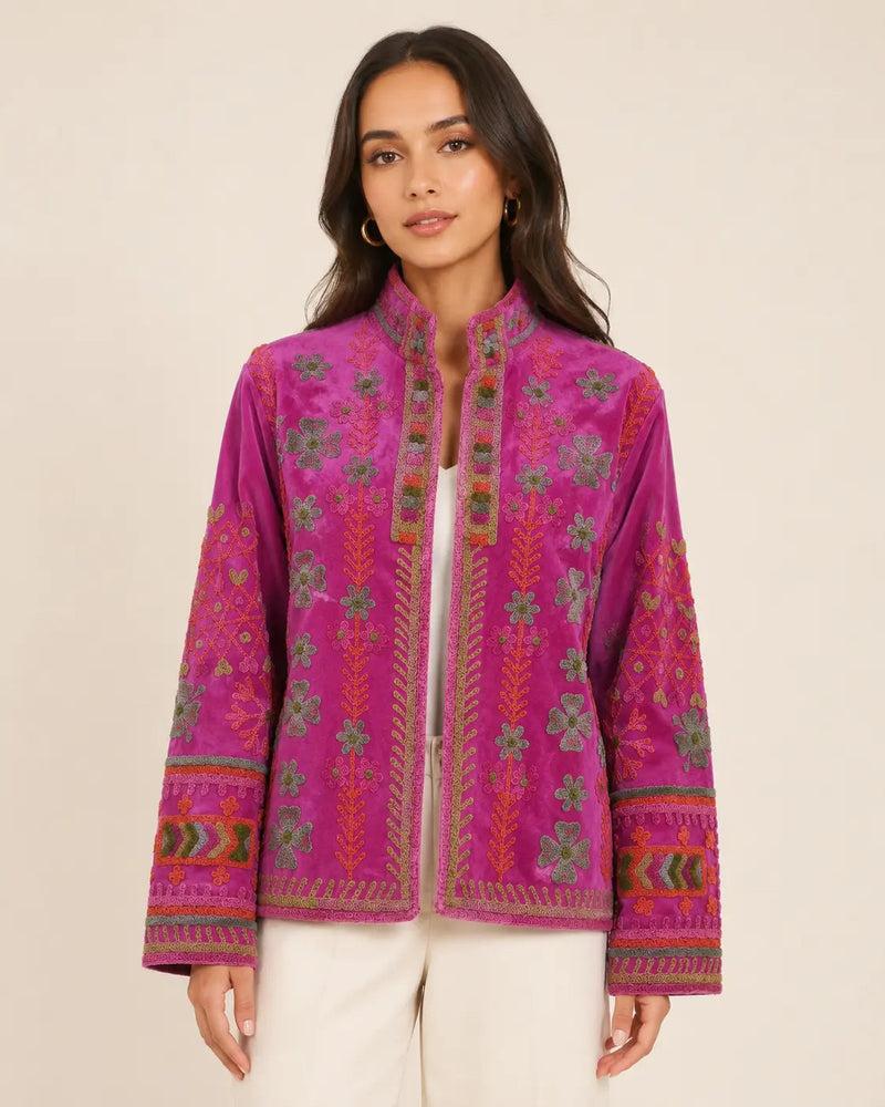Vintage Velvet Jacket - Fuchsia