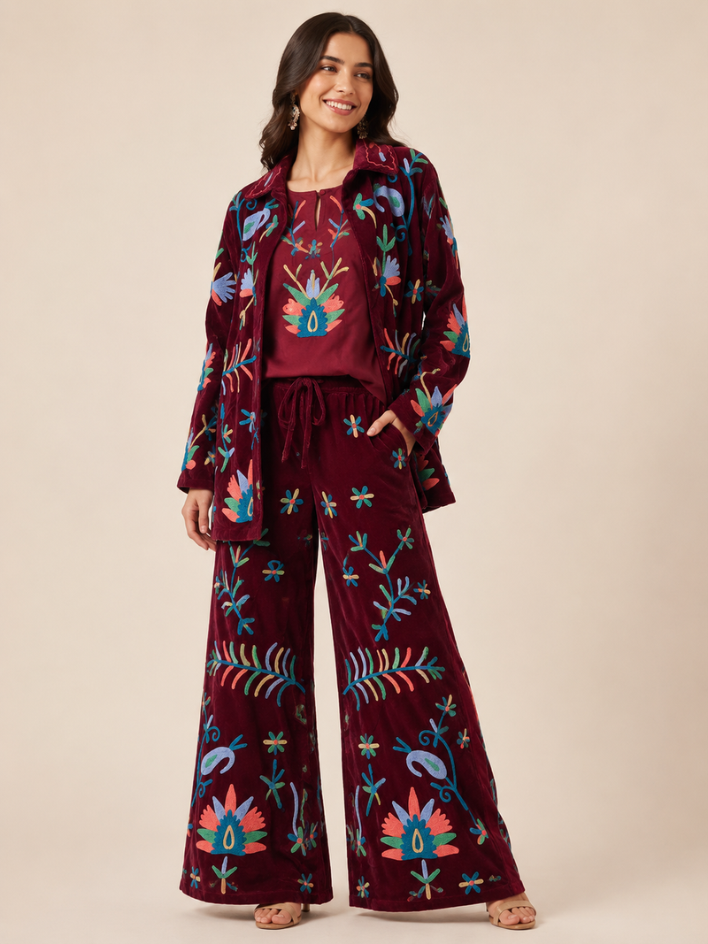 Velvet Trinity Set - Burgundy