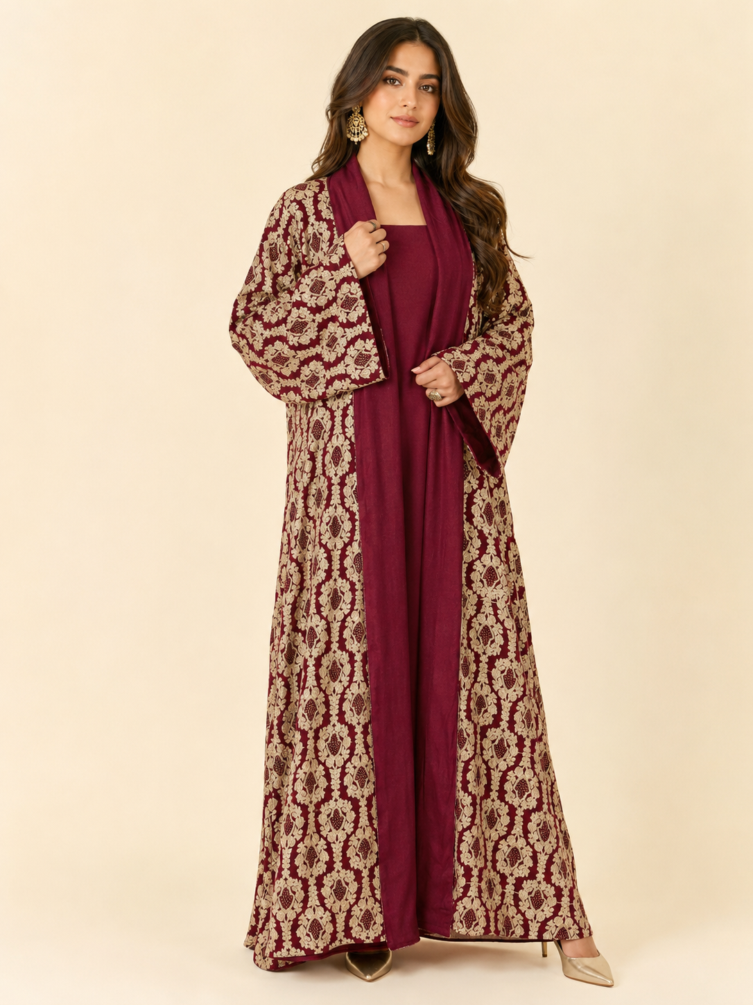 Velvet Bisht - Damask