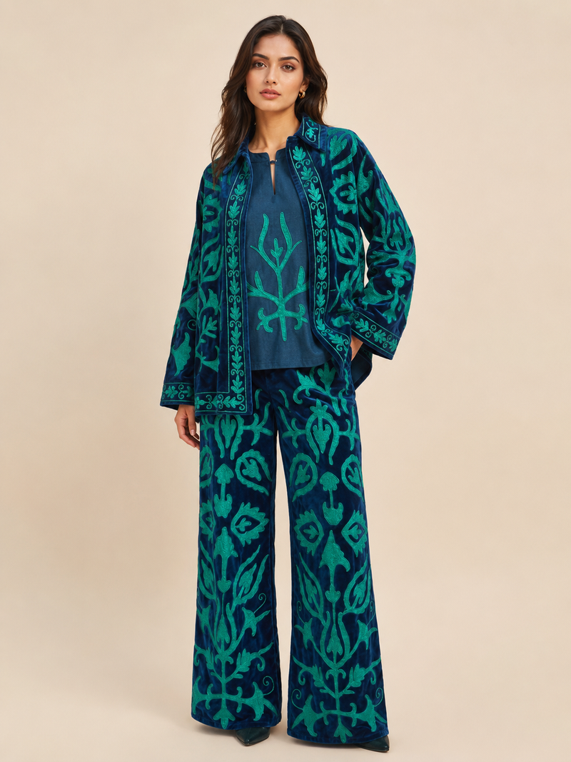 Velvet Trinity Set - Peacock