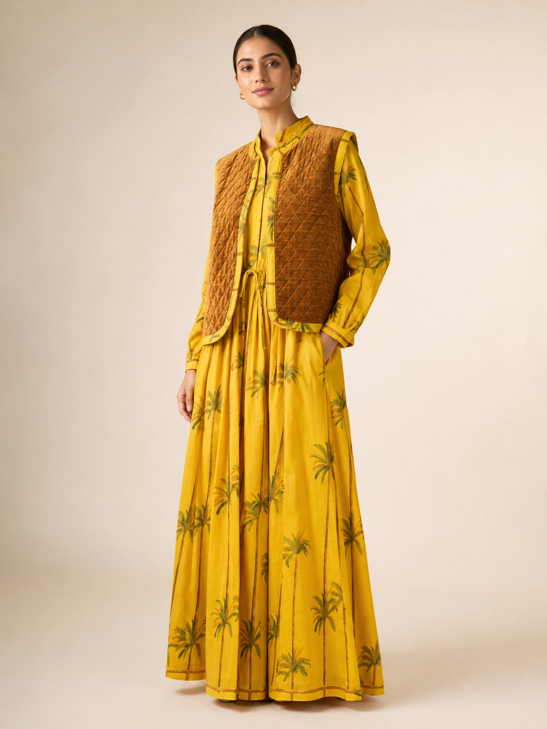 Velvet Vest Set - Saffron